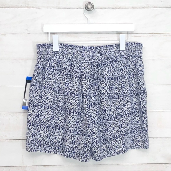 Briggs Wm's Linen Blend Short • Sz L • Navy Print • NWT - Picture 2 of 9